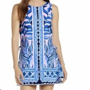 Lilly Pulitzer Donna Romper Palm Print Pink Tropics Tint Heat Wave Size4 no tags